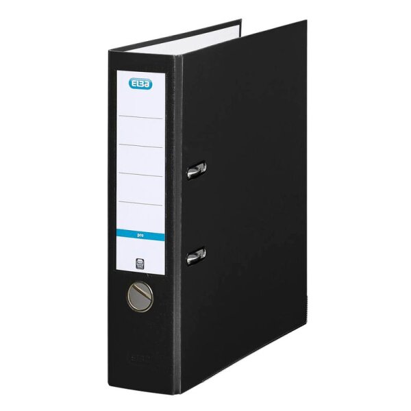 Elba 100202154 Ordner smart Pro PP/Papier, mit auswechselbarem Rückenschild, Rückenbreite 8 cm, schwarz