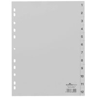 Durable 6512 Zahlenregister - PP, 1 - 12, grau, A4, 12 Blatt