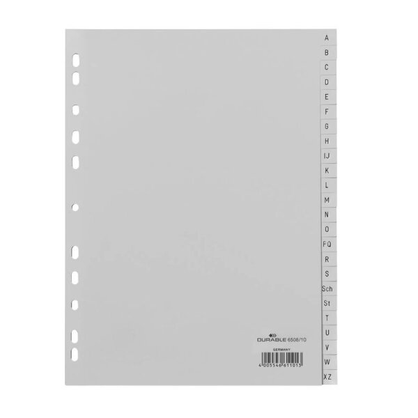 Durable 6508 Register A-Z, PP, grau, A4, 24 Blatt