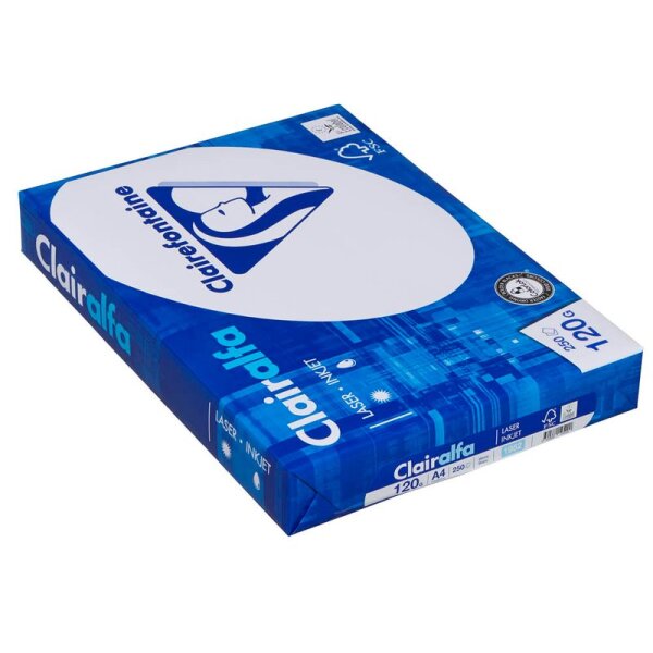Clairefontaine 1952C Kopierpapier Clairalfa - DIN A4 120 g/qm, weiß,  250 Blatt
