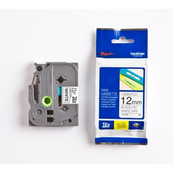 Original DirectLabel schwarz auf weiss Laminat TZE-231