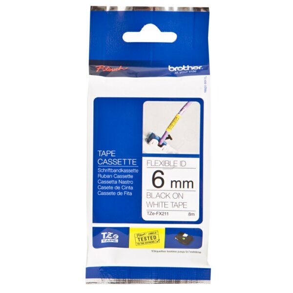 Original DirectLabel schwarz auf weiss Laminat TZE-FX211