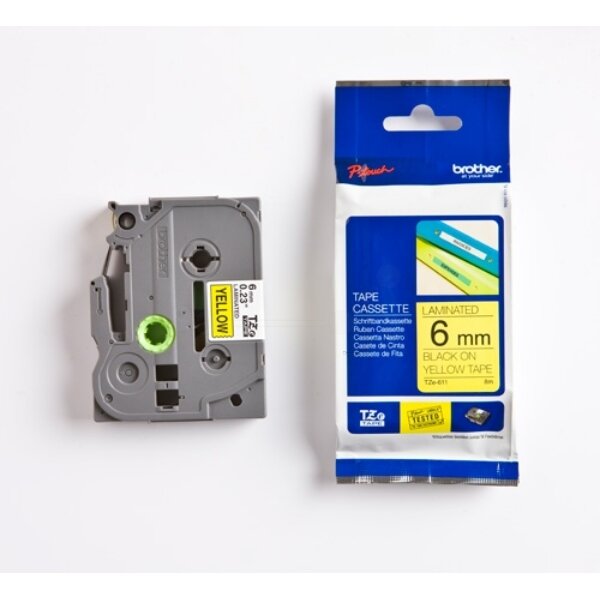 Original DirectLabel schwarz auf gelb Laminat TZE-611