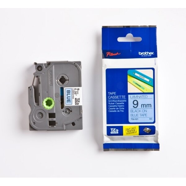 Original DirectLabel schwarz auf blau Laminat TZE-521