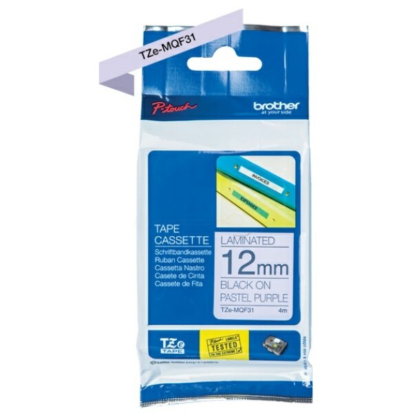 Original DirectLabel schwarz auf Pastell violett Laminat TZE-MQF31